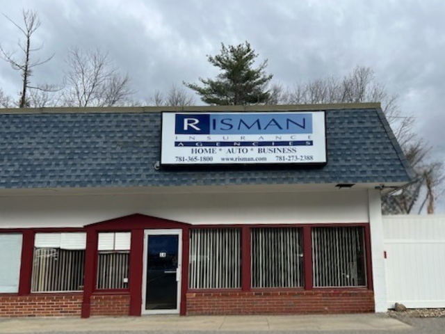 Burlington MA Risman Insurance office building with front entrance and exterior sign